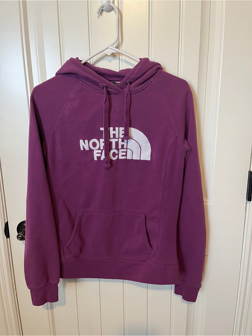 The North Face Purple Crewneck Hoodie with White Logo